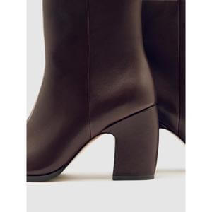 REISS Amy Leather Block-Heel Ankle Boots